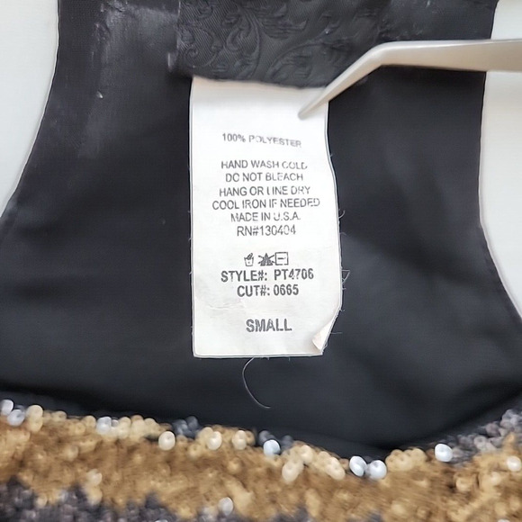 Daytrip S Sequin Tank Top Silver Gold Black Sheer Layered Y2K NYE Party Bling - Picture 5 of 9